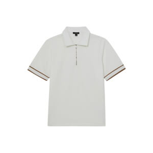 REISS Zain Textured Half-Zip Tipped Polo Shirt